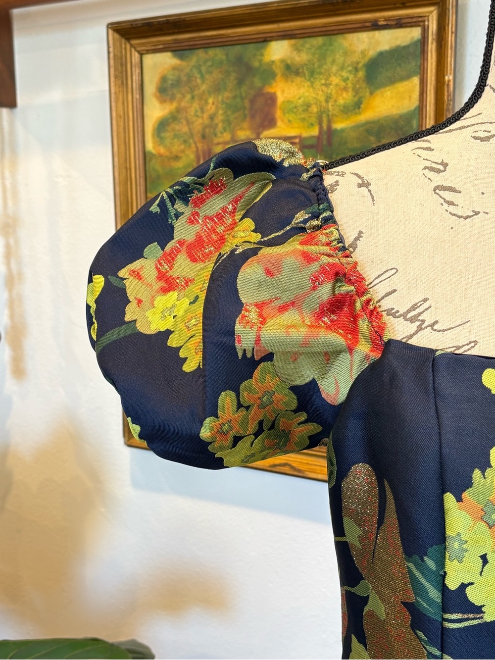 Lulu's Navy Dress with Yellow & Green Accent - Picture 3 of 8